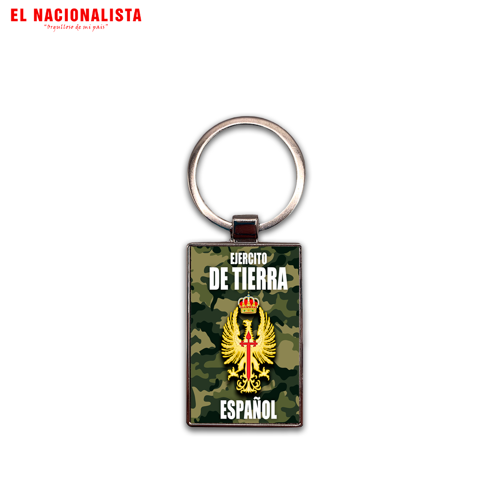 Llavero Rectangular Metálico Ejército de Tierra Español – Accesorio con Emblema del Ejército de Tierra