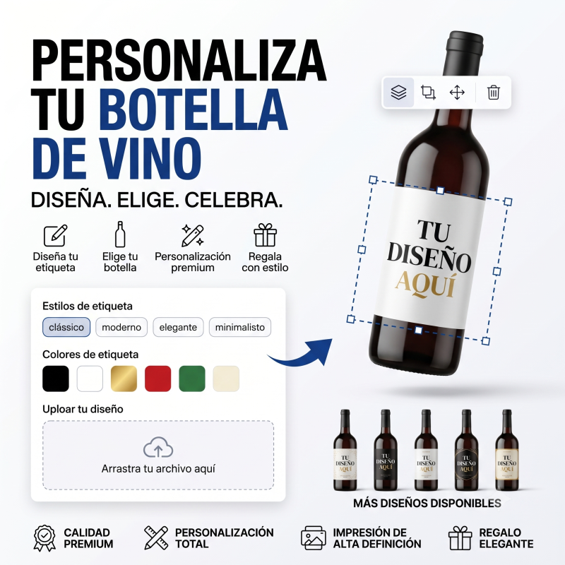 Botella de Vino Personalizada con tu Etiqueta