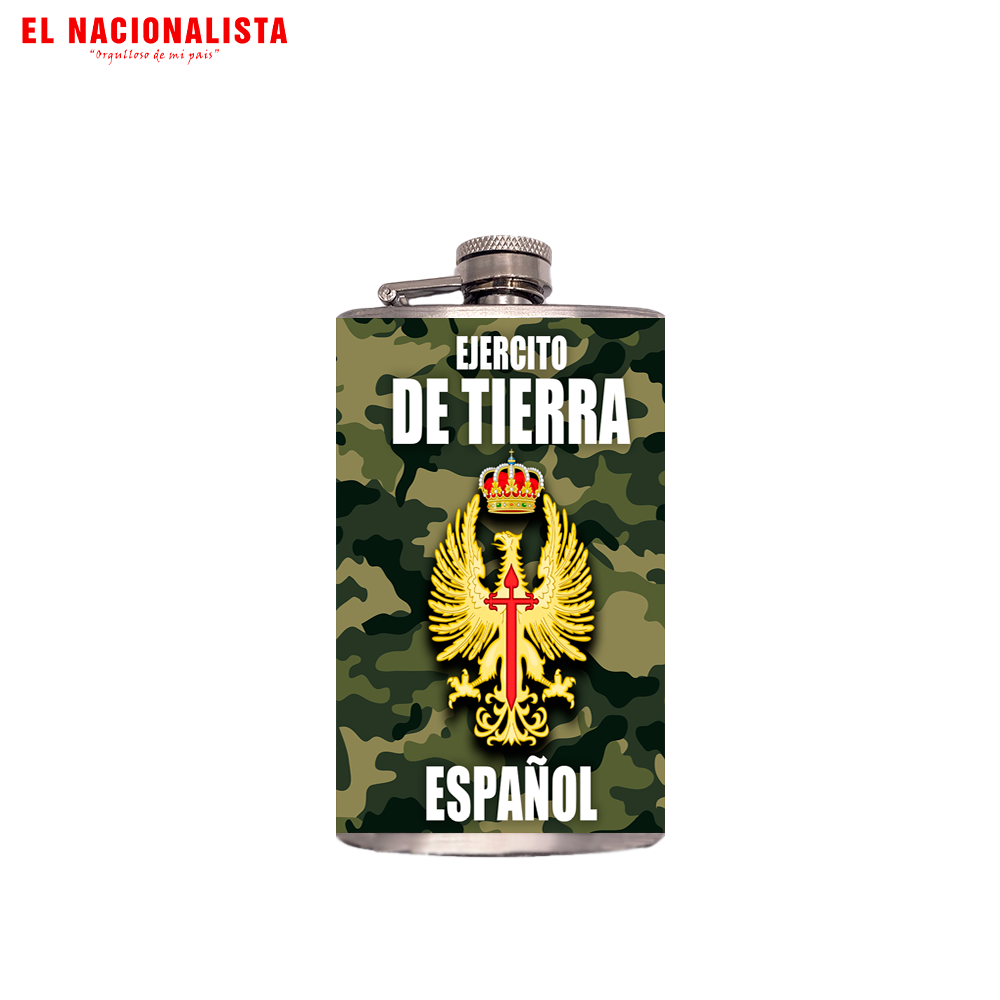 Petaca Metálica Ejército de Tierra Español – Licorera de Bolsillo con Emblema del Ejército de Tierra