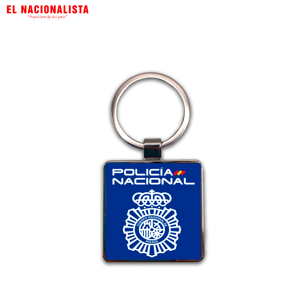 Llavero Cuadrado Metálico Policía Nacional – Accesorio con Emblema de la Policía Nacional