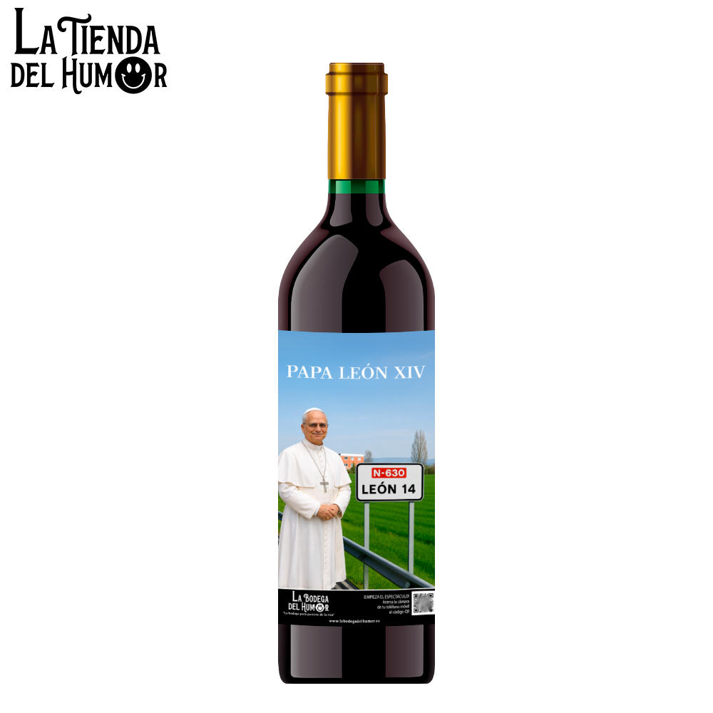 Vino Crianza Divertido para Regalos y Eventos con Mensaje Gracioso | Visita El papa en León