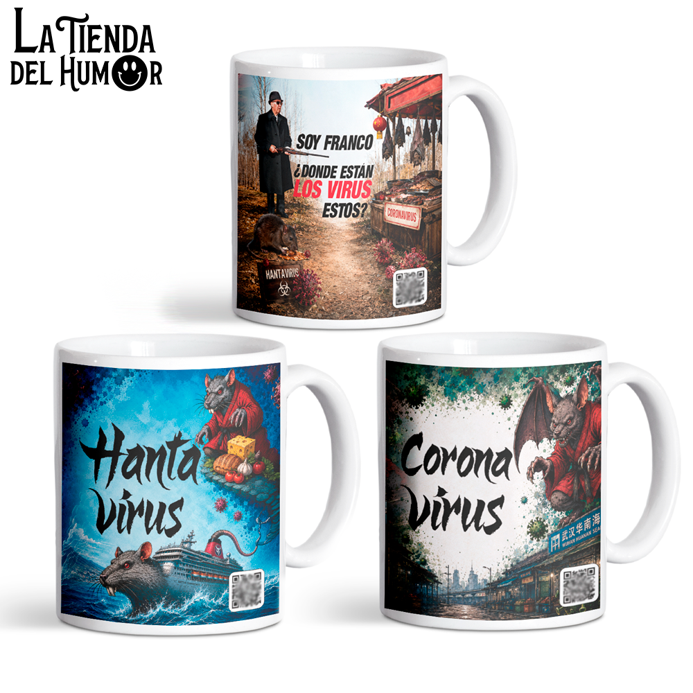 Pack 3 Tazas de Cerámica Franco– Hantavirus + Coronavirus