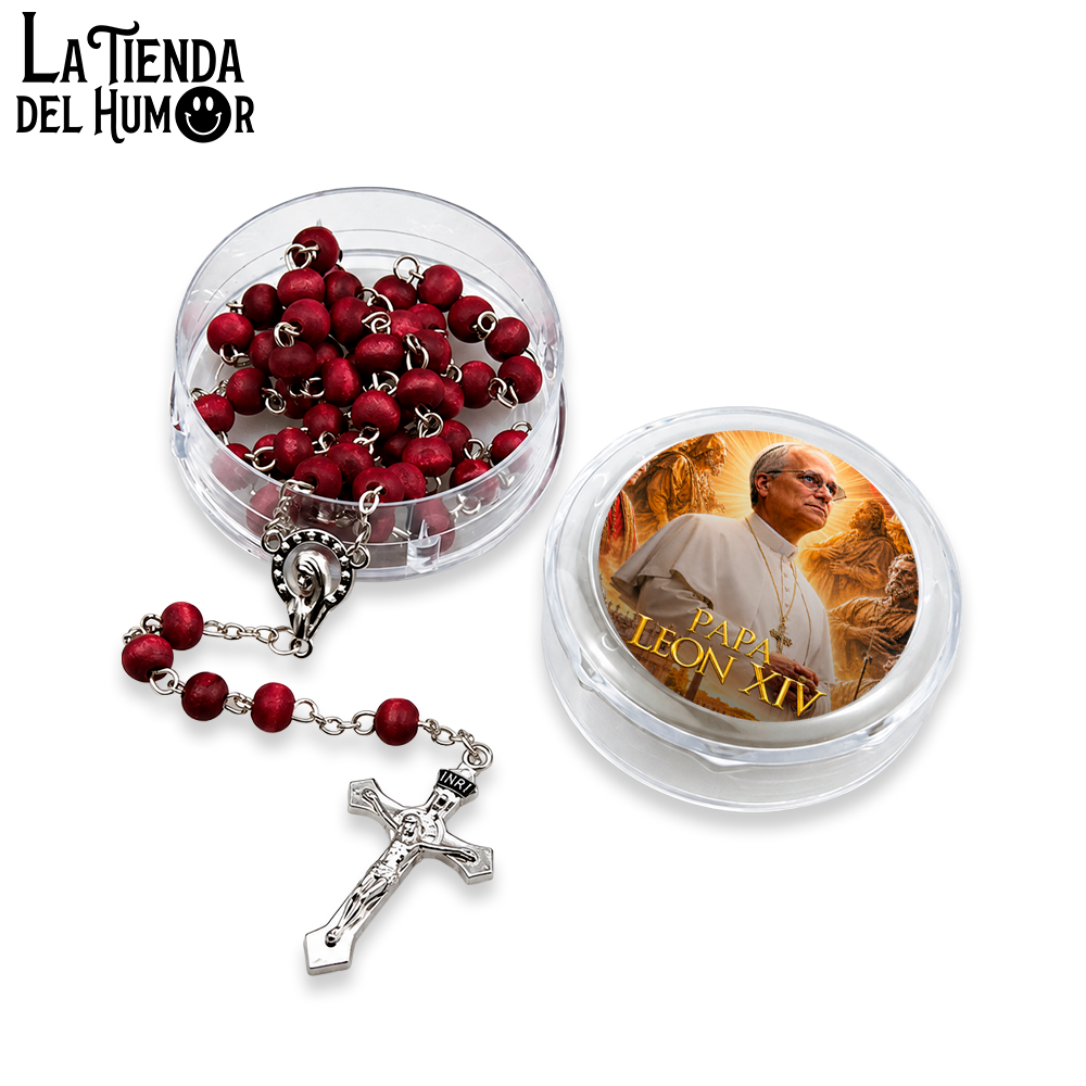 Rosario Papa León XIV – Recuerdo con Estuche (Retrato)