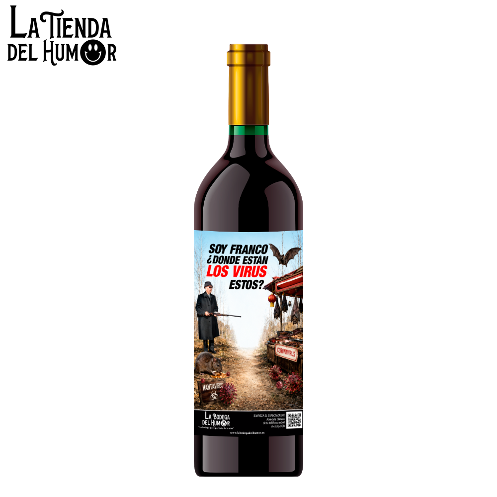 Vino Crianza Divertido para Regalos y Eventos con Mensaje Gracioso | Soy Franco, donde están los virus estos