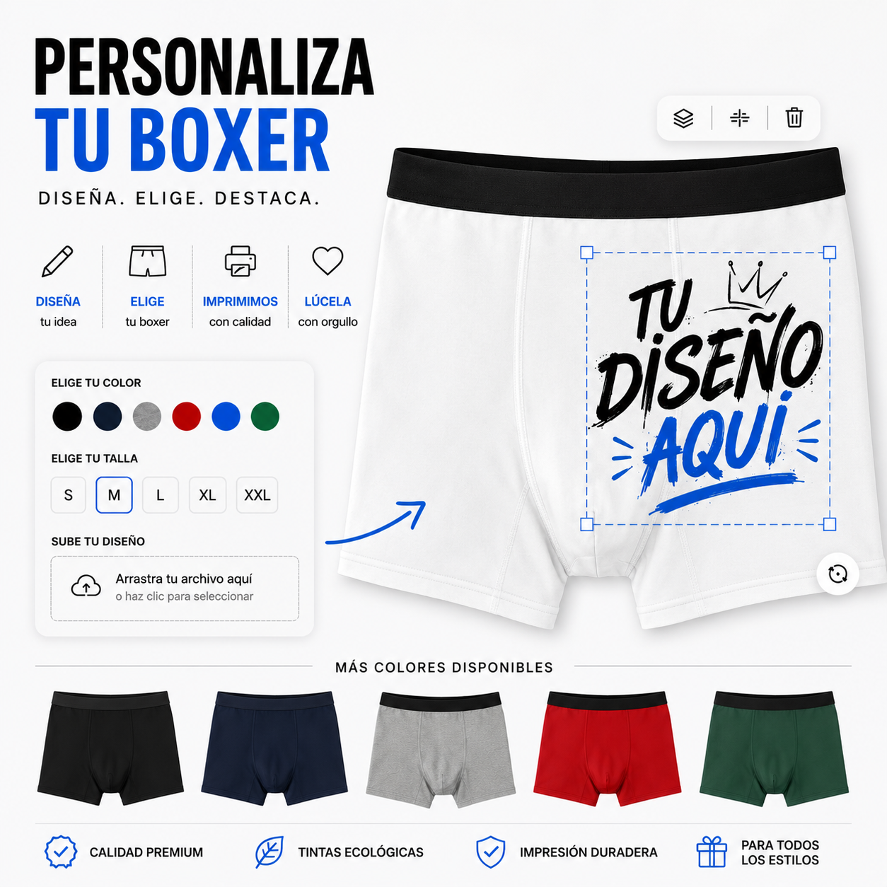 Boxer Personalizado con tu Diseño | Color y Talla