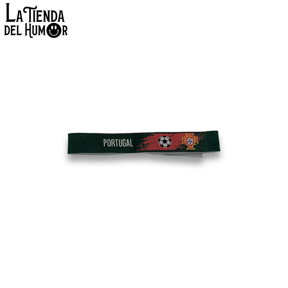 Pulsera de Tela de Portugal "Selección" – Pulsera Elástica de Fútbol con Escudo y Balón